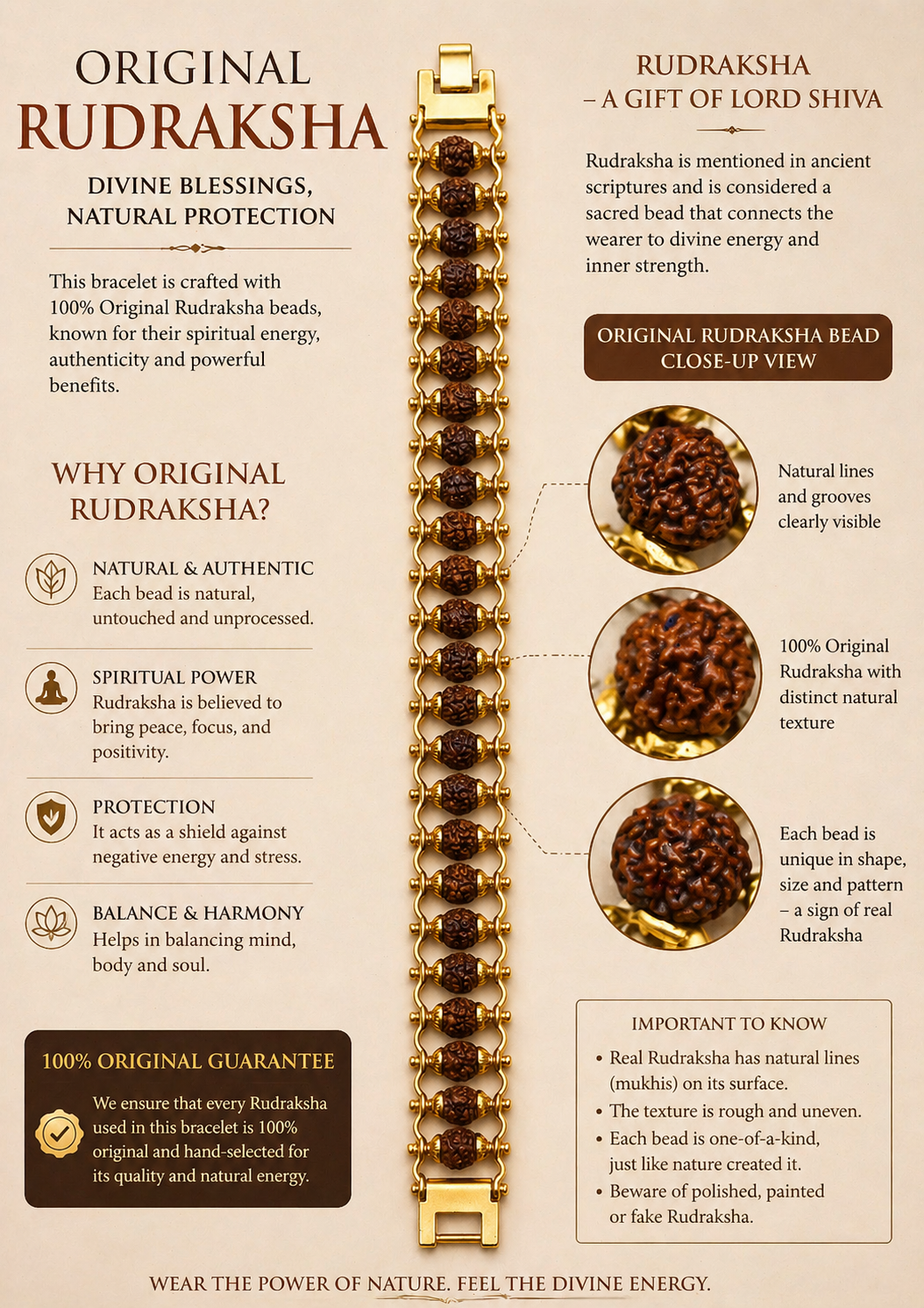 Divine Rudraksha Protection Bracelet (With free 5 mukhi rudraksha)