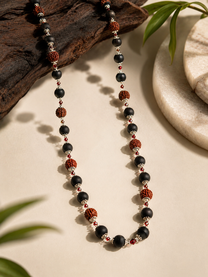 Divya Rudraksha Karungali mala (with free 5 mukhi rudraksha)