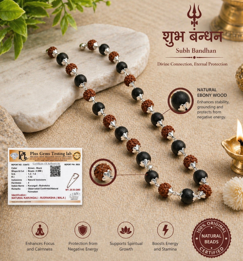 Divya Rudraksha Karungali mala (with free 5 mukhi rudraksha)