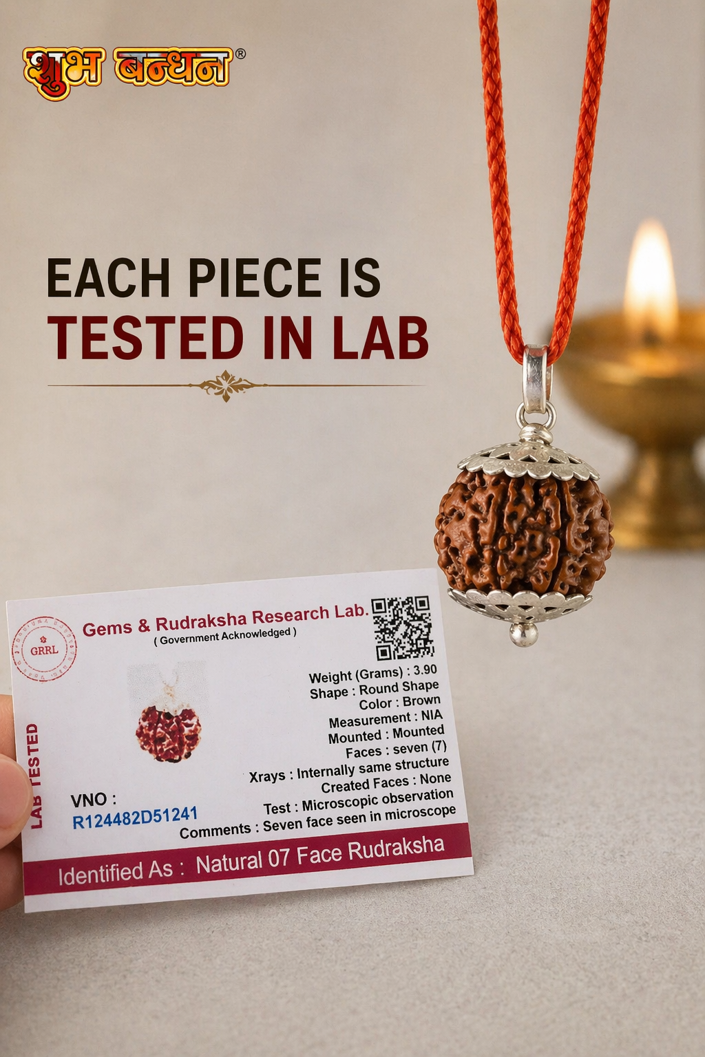Original nepali 7 mukhi rudraksha locket (Lab certified)