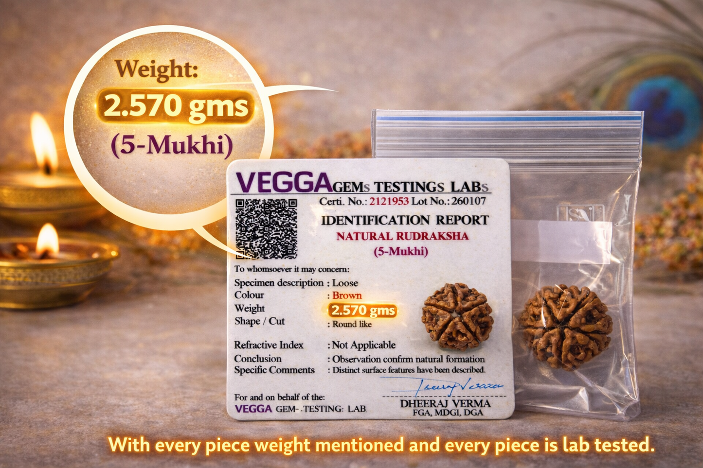 Original nepali 5 mukhi rudraksha with lab certificate