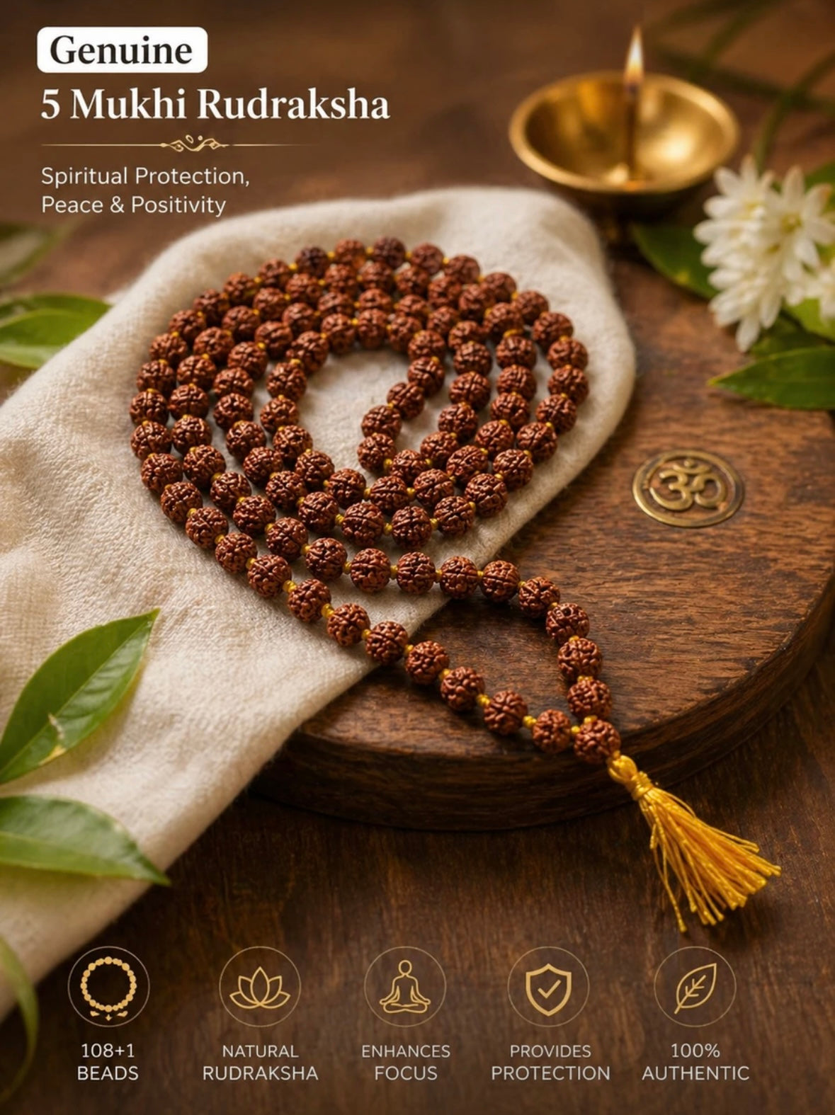 Rudraksha mala 108+ 1 bead ( with lab certificate)