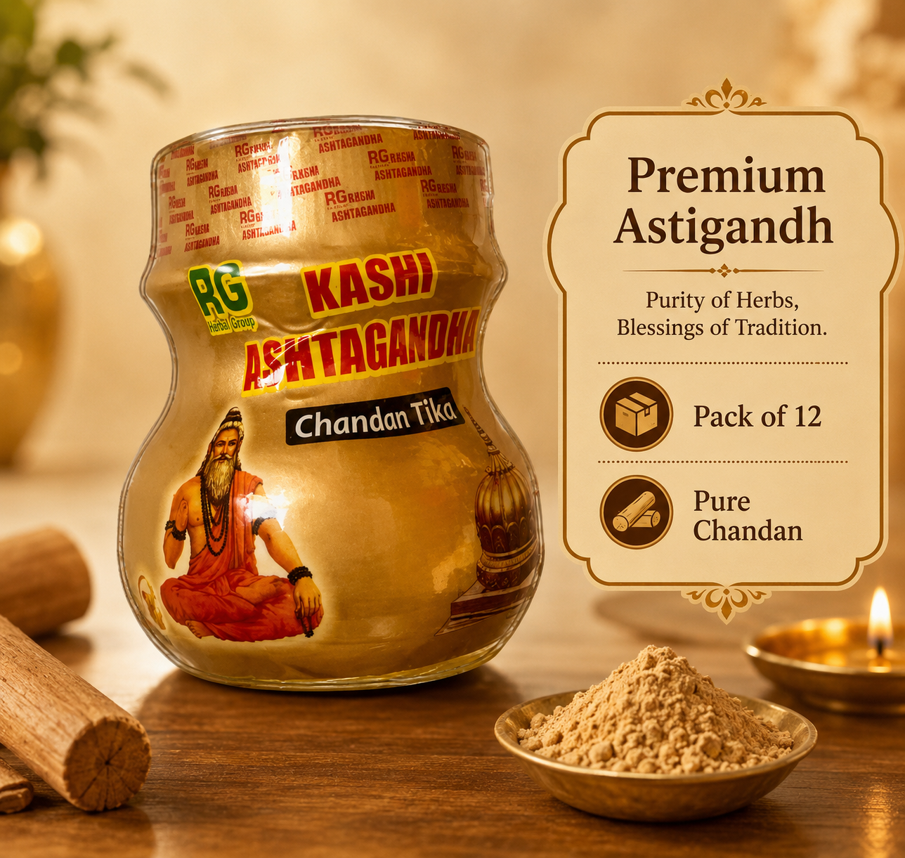 Divya Kashi astgandh powder/ puja tilak powder ( pack of 12 boxes)