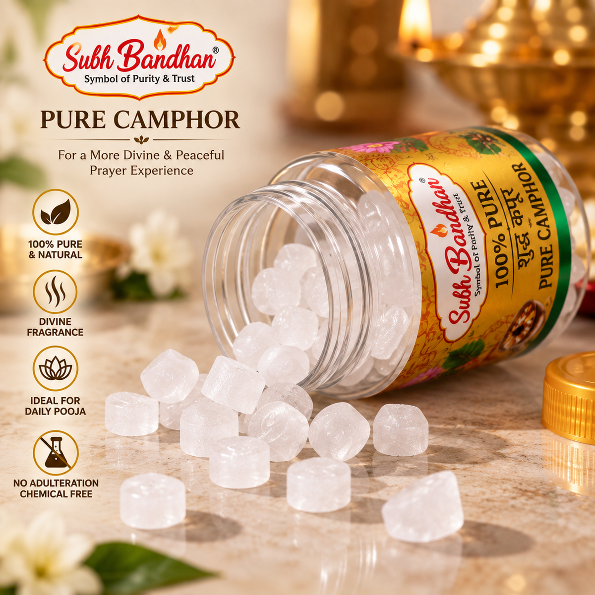 100 percent pure camphor tablet ( pack of 3) 100 gram each