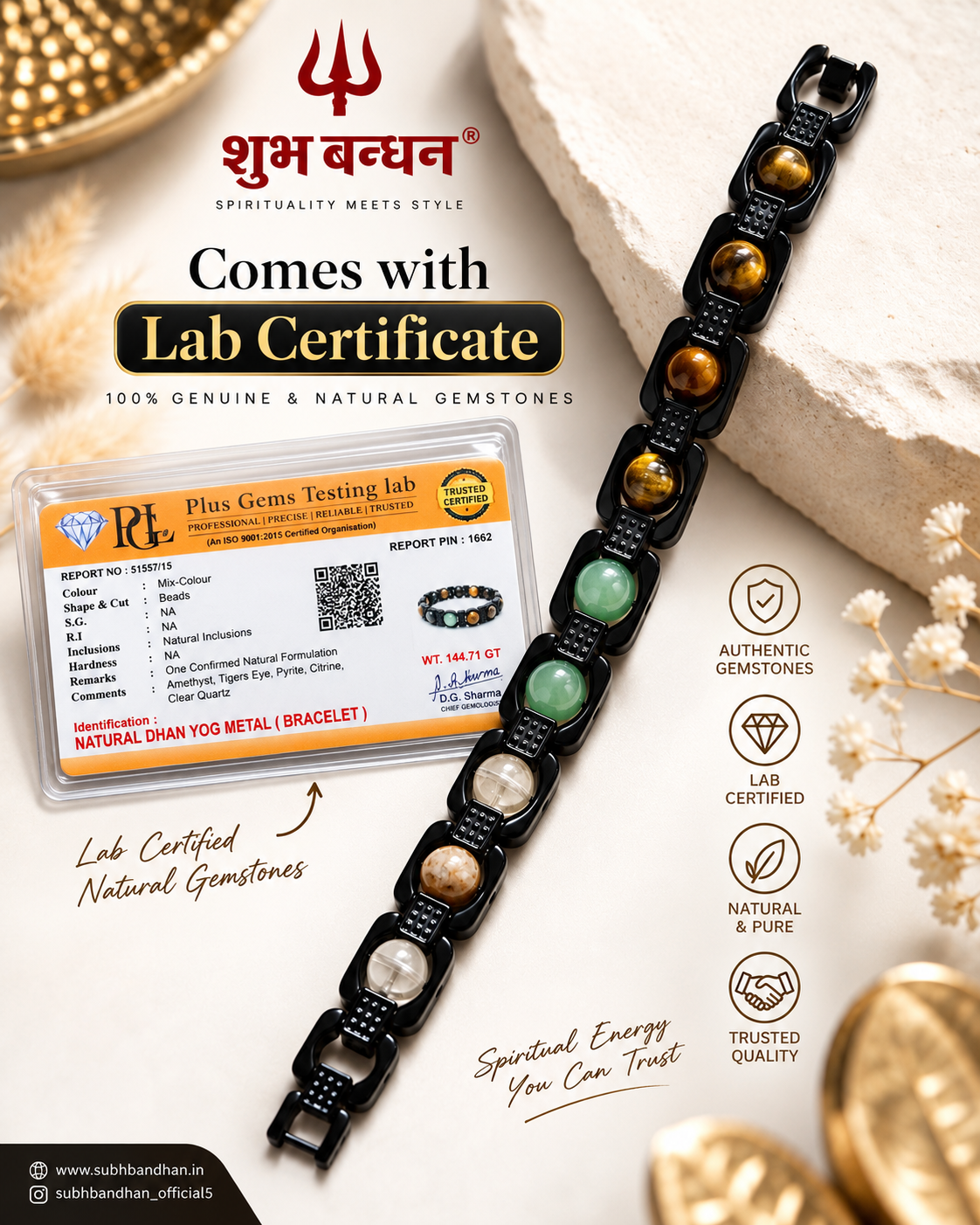 Metal dhanyog bracelet for men