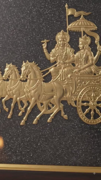 7 horses gold plated frame in raw pyrite